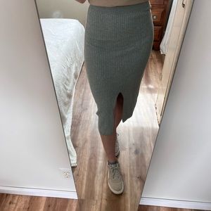 Grey Knit Midi Skirt- Free People